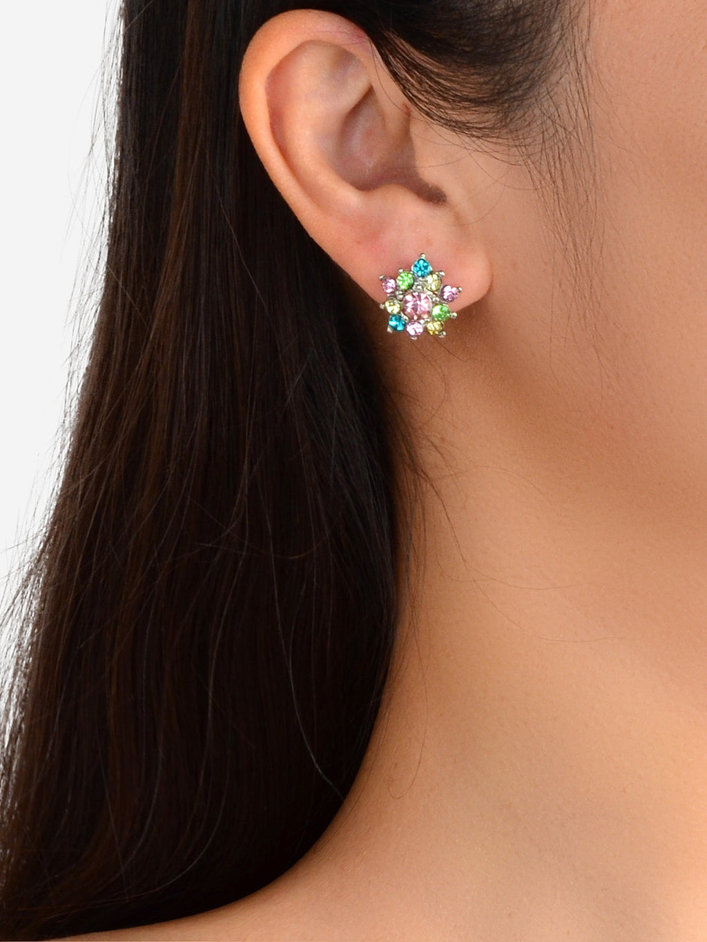 Sparkly Colourful Rhinestone Lightweight Star Ear Studs Bridal Wedding Earrings