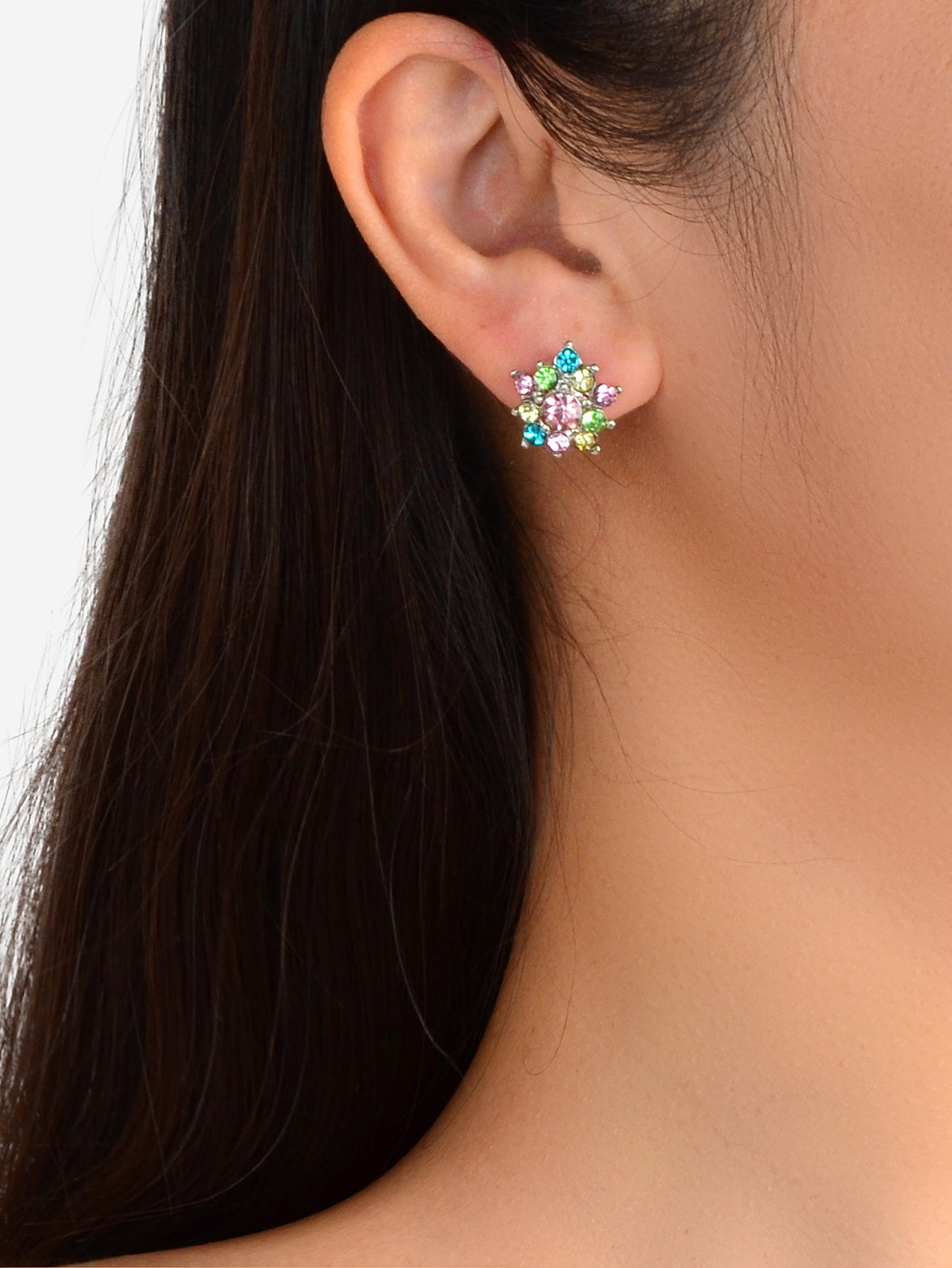 Sparkly Colourful Rhinestone Lightweight Star Ear Studs Bridal Wedding Earrings