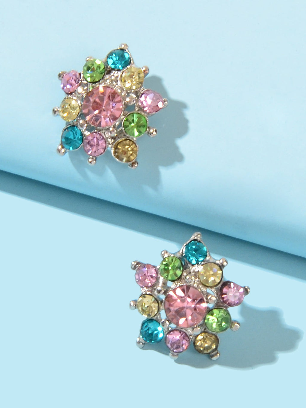 Sparkly Colourful Rhinestone Lightweight Star Ear Studs Bridal Wedding Earrings