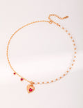 Red Corundum Heart With Pearl Necklace
