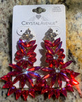 Hot Pink Crystal Floral Statement Earrings