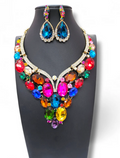 Multi colored Statement necklace and earrings