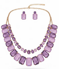 Shades of Violet Double Strand Necklace and Earrings