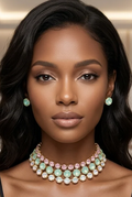 Mint Blush Crystal Statement Necklace Set