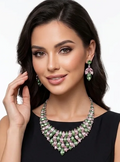 Pink & Green Crystal Statement Necklace Set