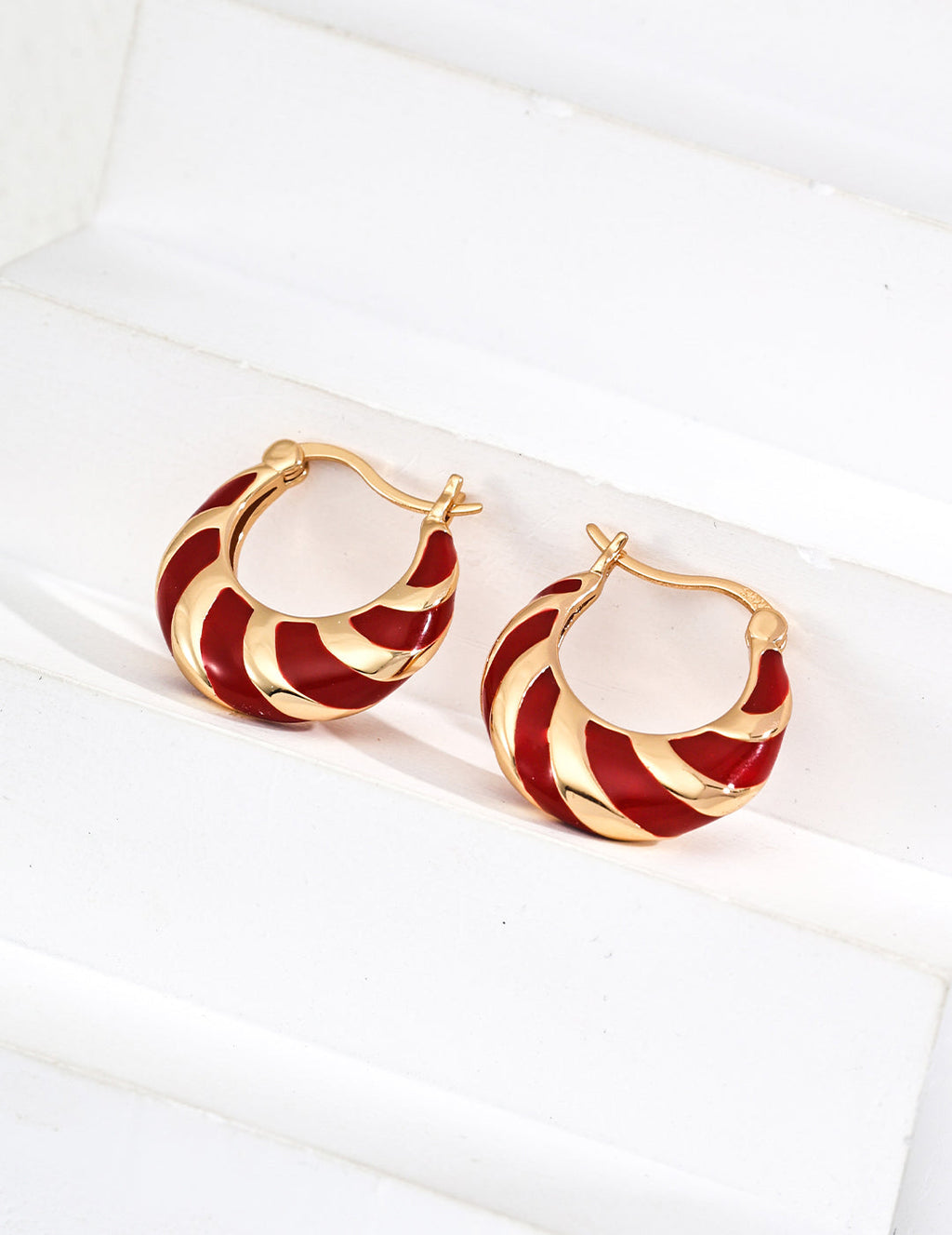 Minimalist Red Glazed Earrings